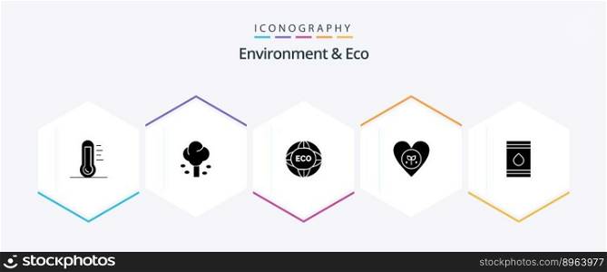Environment And Eco 25 Glyph icon pack including favorite. ecology. summer. eco. internet
