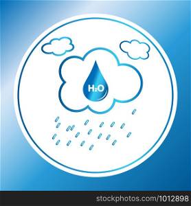Environment and ecology. Cloud with water formula and rain. Concept of clean water, ecology and environment in art style.