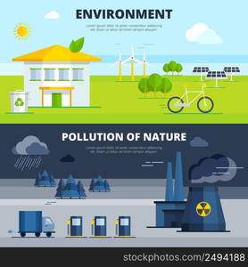 Environment And Pollution Banners Set. Environment and pollution of ...