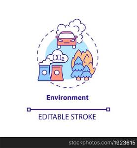 Environment concept icon. ADHD cause abstract idea thin line illustration. Exposure to toxic chemicals. Environmental contamination. Vector isolated outline color drawing. Editable stroke. Environment concept icon