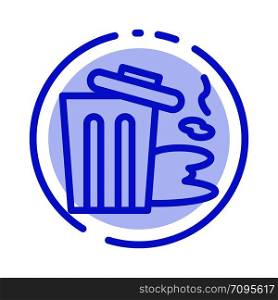 Environment, Garbage, Pollution, Trash Blue Dotted Line Line Icon