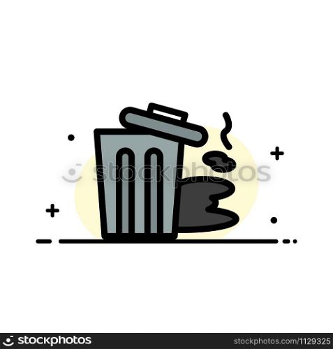 Environment, Garbage, Pollution, Trash Business Flat Line Filled Icon Vector Banner Template