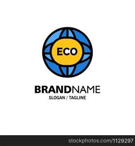 Environment, Global, Internet, World, Eco Business Logo Template. Flat Color