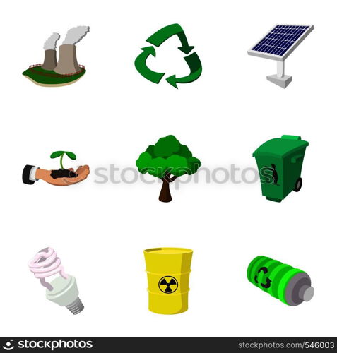 Environment icons set. Cartoon illustration of 9 environment vector icons for web. Environment icons set, cartoon style