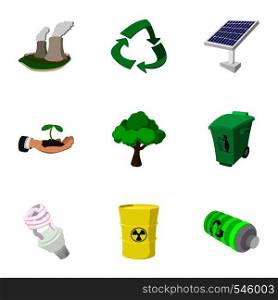 Environment icons set. Cartoon illustration of 9 environment vector icons for web. Environment icons set, cartoon style