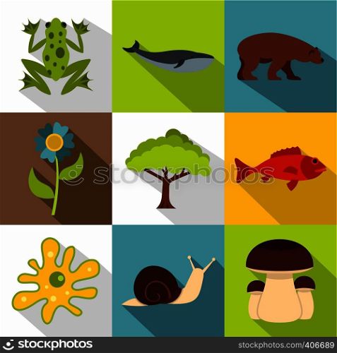 Environment icons set. Flat illustration of 9 environment vector icons for web. Environment icons set, flat style