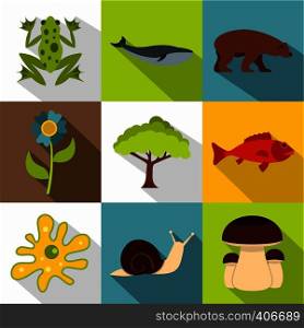 Environment icons set. Flat illustration of 9 environment vector icons for web. Environment icons set, flat style