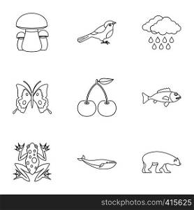 Environment icons set. Outline illustration of 9 environment vector icons for web. Environment icons set, outline style