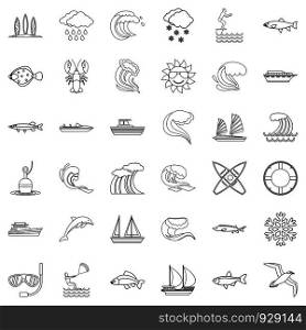 Environment icons set. Outline style of 36 environment vector icons for web isolated on white background. Environment icons set, outline style