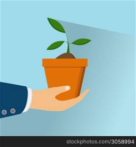 Environment protection concept. Vector illustration. Ecology concept with a plant. . Ecology concept with a plant. Environment protection concept. Vector illustration