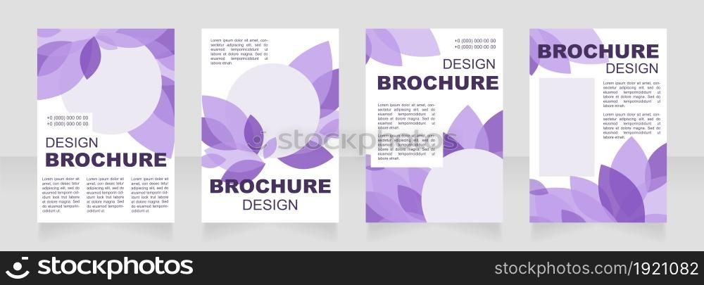 Environment purple blank brochure layout design. Leaves decor. Vertical poster template set with empty copy space for text. Premade corporate reports collection. Editable flyer paper pages. Environment purple blank brochure layout design