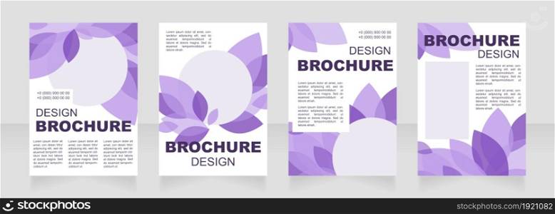 Environment purple blank brochure layout design. Leaves decor. Vertical poster template set with empty copy space for text. Premade corporate reports collection. Editable flyer paper pages. Environment purple blank brochure layout design