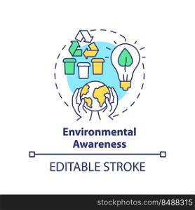 Environmental awareness concept icon. Ethical behavior abstract idea thin line illustration. Eco-friendly recycling. Isolated outline drawing. Editable stroke. Arial, Myriad Pro-Bold fonts used. Environmental awareness concept icon