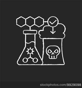Environmental biotechnology chalk white icon on black background. Chemical production. Biotechnological research. Genetic engineering. Petrochemical industry. Isolated vector chalkboard illustration. Environmental biotechnology chalk white icon on black background