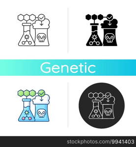 Environmental biotechnology icon. Chemical production. Biotechnological research. Genetic engineering. Petrochemical industry. Linear black and RGB color styles. Isolated vector illustrations. Environmental biotechnology icon