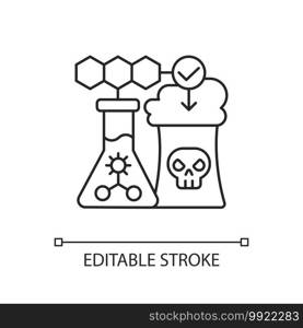 Environmental biotechnology linear icon. Chemical production. Biotechnological research. Thin line customizable illustration. Contour symbol. Vector isolated outline drawing. Editable stroke. Environmental biotechnology linear icon