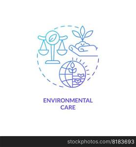 Environmental care blue gradient concept icon. Natural resources. Agriculture policy objective abstract idea thin line illustration. Isolated outline drawing. Myriad Pro-Bold font used. Environmental care blue gradient concept icon