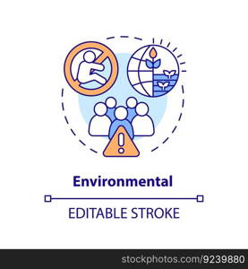 Environmental concept icon. Population growth. Human overpopulation. Climate change. Child free. Birth control abstract idea thin line illustration. Isolated outline drawing. Editable stroke. Environmental concept icon