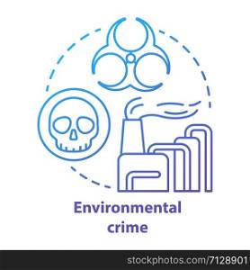 Environmental crime concept icon. Ecological disaster idea thin line illustration in blue. Industrial pollution. Pollutants and toxicans emission. Chemical threats. Vector isolated outline drawing