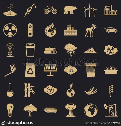 Environmental icons set. Simple style of 36 environmental vector icons for web for any design. Environmental icons set, simple style