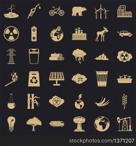 Environmental icons set. Simple style of 36 environmental vector icons for web for any design. Environmental icons set, simple style