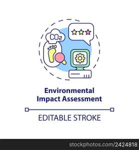 Environmental impact assessment concept icon. Tool of industrial ecology abstract idea thin line illustration. Isolated outline drawing. Editable stroke. Arial, Myriad Pro-Bold fonts used. Environmental impact assessment concept icon