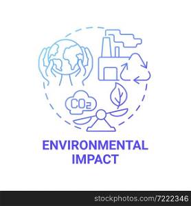 Environmental impact blue gradient concept icon. Social entrepreneurship abstract idea thin line illustration. Business affects climate and ecology. Vector isolated outline color drawing. Environmental impact blue gradient concept icon