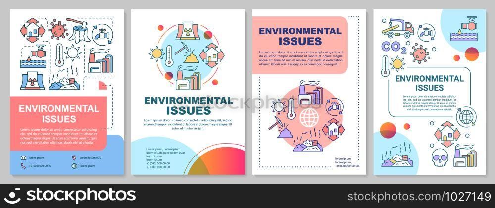Environmental issues brochure template. Eco problems. Flyer, booklet, leaflet print, cover design with linear illustrations. Vector page layouts for magazines, annual reports, advertising posters