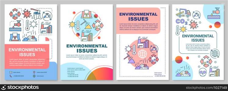 Environmental issues brochure template. Eco problems. Flyer, booklet, leaflet print, cover design with linear illustrations. Vector page layouts for magazines, annual reports, advertising posters