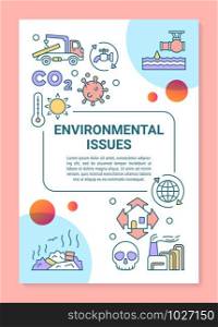 Environmental issues poster template layout. Ecological problems. Air contamination. Banner, booklet, leaflet print design, linear icons. Vector brochure page layouts for magazines, advertising flyers