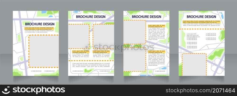 Environmental planning blank brochure design. City landscaping. Template set with copy space for text. Premade corporate reports collection. Editable 4 paper pages. Calibri, Arial fonts used. Environmental planning blank brochure design