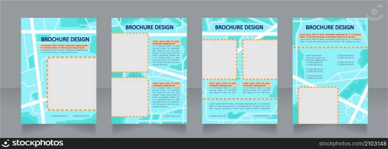 Environmental planning blue blank brochure design. City navigation. Template set with copy space for text. Premade corporate reports collection. Editable 4 paper pages. Calibri, Arial fonts used. Environmental planning blue blank brochure design