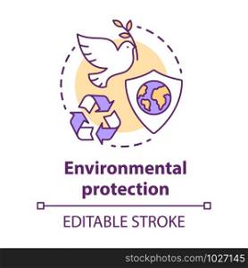 Environmental protection concept icon. Nature care idea thin line illustration. Earth day. Keeping natural resources and wild life untouchable. Vector isolated outline drawing. Editable stroke