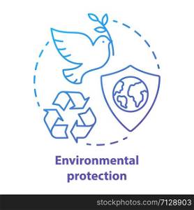 Environmental protection concept icon. Nature care idea thin line illustration in blue. Earth day. Keeping natural resources and wild life untouchable. Vector isolated outline drawing