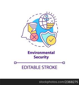 Environmental security concept icon. State protection against disasters abstract idea thin line illustration. Isolated outline drawing. Editable stroke. Arial, Myriad Pro-Bold fonts used. Environmental security concept icon