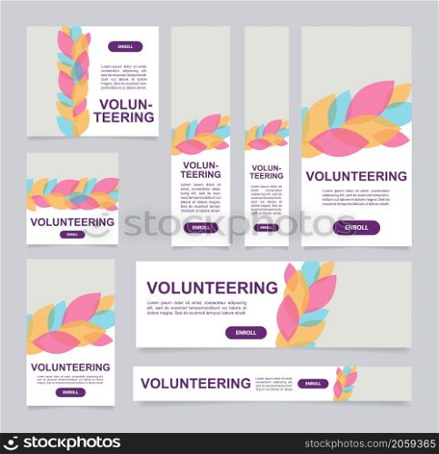Environmental volunteering web banner design template. Vector flyer with text space. Advertising placard with customized copyspace. Promotional printable poster for advertising. Graphic layout. Environmental volunteering web banner design template