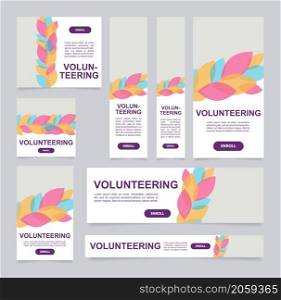 Environmental volunteering web banner design template. Vector flyer with text space. Advertising placard with customized copyspace. Promotional printable poster for advertising. Graphic layout. Environmental volunteering web banner design template