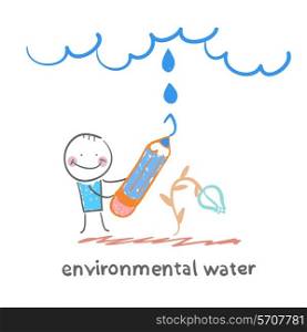 environmental water. Fun cartoon style illustration. The situation of life.