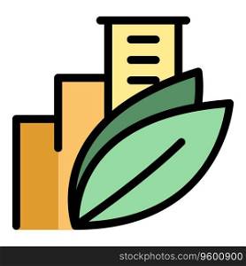 Environmentally friendly city icon outline vector. Recycle clean. Wooden bio color flat. Environmentally friendly city icon vector flat