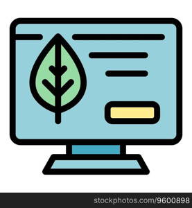 Environmentally friendly monitor icon outline vector. Recycle eco. Reuse electricity color flat. Environmentally friendly monitor icon vector flat