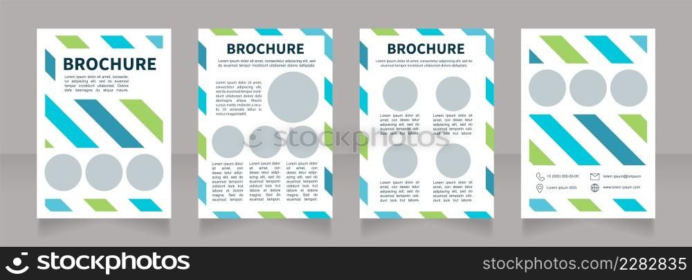 Environmentally friendly production blank brochure design. Template set with copy space for text. Premade corporate reports collection. Editable 4 paper pages. Source Sans, Arial fonts used. Children development program blank brochure design