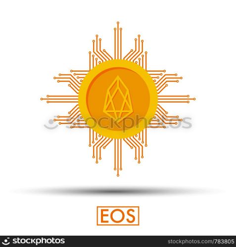 Eos concept. Cryptocurrency logo sign. Digital money. Block chain, finance symbol. Flat style vector stock illustration