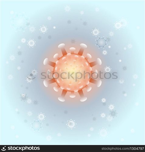 Epidemic orange molecule on light background, stock vector
