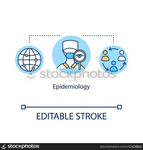 Epidemiology concept icon. Disease assessment. Human epidemic infection prevention. Healthcare idea thin line illustration. Vector isolated outline RGB color drawing. Editable stroke