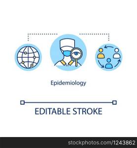 Epidemiology concept icon. Disease assessment. Human epidemic infection prevention. Healthcare idea thin line illustration. Vector isolated outline RGB color drawing. Editable stroke