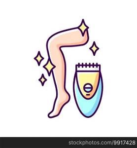 Epilator RGB color icon. Removing unwanted hair from skin. Depilatory. Shaving hairs on legs and body. Electronic epilation device. Hair-removal gadget. Electric razor. Isolated vector illustration. Epilator RGB color icon