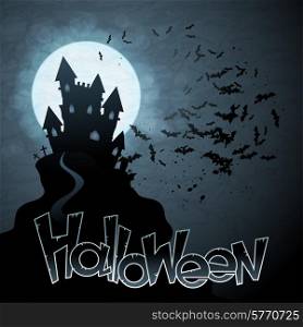 EPS 10 Halloween background with moon and bats.. EPS 10 Halloween background with moon and bats