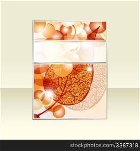 eps 10, vector autumn leaf and bright balls flyer with ribbon for your text