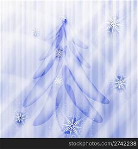 eps 10, vector fir tree on winter background with snowflakes and stars