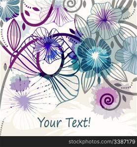 eps 10, vector, seamless background with abstract flowers and blots, space for your text